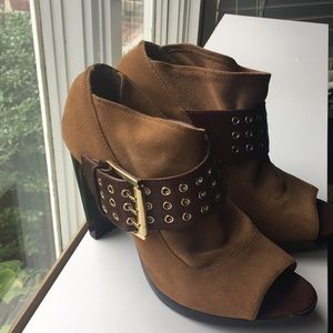 Brown buckle Michael Kors heels